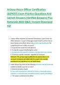 Compilation Bundle for Arizona Peace Officer Certification &lpar;AZPOST&rpar; Exams Practice Questions And Correct Answers &lpar;Verified Answers&rpar; Plus Rationale 2026 Q&A&vert; Instant Download Pdf