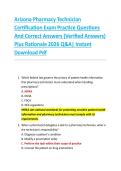 Arizona Pharmacy Technician  Certification Exam Practice Questions  And Correct Answers &lpar;Verified Answers&rpar;  Plus Rationale 2026 Q&A&vert; Instant  Download Pdf 