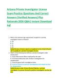 Arizona Private Investigator License  Exam Practice Questions And Correct  Answers &lpar;Verified Answers&rpar; Plus  Rationale 2026 Q&A&vert; Instant Download  Pdf 