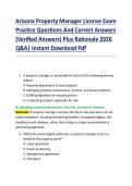 Arizona Property Manager License Exam  Practice Questions And Correct Answers  &lpar;Verified Answers&rpar; Plus Rationale 2026  Q&A&vert; Instant Download Pdf 