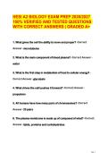 HESI A2 Biology Exam Prep 2026&sol;2027 &vert; 101 Verified Questions with Correct Answers &vert; Graded A&plus;