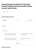 Nursing Dosage Calculation & IV Flow Rate Practice Questions and Answers  2026 Verified Answers Latest Version