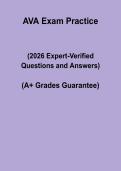 AVA Veterinary Assistant Exam Practice Questions 2026 &vert; Mock Test with Verified Answers PDF