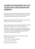 LEADERSHIP AND MANAGEMENT FINAL EXAM 160 2026 ACTUAL TESTED QUESTIONS AND ANSWER KEY