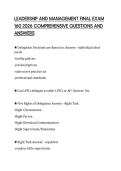 LEADERSHIP AND MANAGEMENT FINAL EXAM 160 2026 COMPREHENSIVE QUESTIONS AND ANSWERS