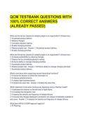 QCM TESTBANK QUESTIONS WITH 100&percnt; CORRECT ANSWERS &lpar;ALREADY PASSED&rpar;