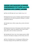 LEADING AND MANAGING IN NURSING COMPREHENSIVE TEST PAPER 2026 FULL QUESTIONS WITH CORRECT ANSWERS