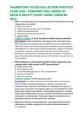 PHLEBOTOMY BLOOD COLLECTION PRACTICE EXAM 2026 &vert; VENIPUNCTURE&comma; ORDER OF DRAW & SAFETY STUDY GUIDE &lpar;VERIFIED Q&A&rpar;