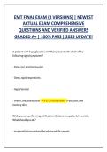 EMT Final Exam Latest 2026&ndash;2027 Updated&period; Verified Questions and Answers Covering Emergency Medical Technician Core Skills and Patient Assessment&period; Complete Practice Resource for Exam Preparation and Certification Success&period;