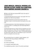 LEWIS MEDICAL SURGICAL NURSING 11TH EDITION ACTUAL PAPER 2026 QUESTIONS WITH VERIFIED ANSWERS GRADED A&plus;
