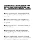 LEWIS MEDICAL SURGICAL NURSING 11TH EDITION COMPREHENSIVE REVIEW 2026 FULL QUESTIONS AND VERIFIED ANSWERS