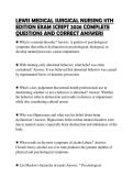 LEWIS MEDICAL SURGICAL NURSING 11TH  EDITION EXAM SCRIPT 2026 COMPLETE  QUESTIONS AND CORRECT ANSWERS