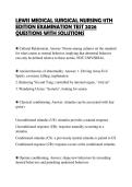 LEWIS MEDICAL SURGICAL NURSING 11TH EDITION EXAMINATION TEST 2026 QUESTIONS WITH SOLUTIONS