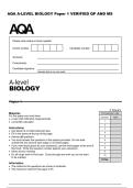 AQA A-LEVEL BIOLOGY Paper 1 VERIFIED QUESTIONS AND ANSWERS