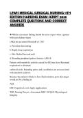 LEWIS MEDICAL SURGICAL NURSING 11TH EDITION HARDING EXAM SCRIPT 2026 COMPLETE QUESTIONS AND CORRECT ANSWERS