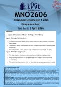MNO2606 Assignment 2 &lpar;ANSWERS&rpar; Semester 1 2026 - DISTINCTION GUARANTEED