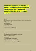 NURS 6552 Women&rsquo;s Health Final Exam Walden University Latest Update 2026-2027 &vert; Real Exam Questions with 100&percnt; Correct Answers &vert; Graded A&plus;