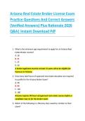 Arizona Real Estate Broker License Exam  Practice Questions And Correct Answers  &lpar;Verified Answers&rpar; Plus Rationale 2026  Q&A&vert; Instant Download Pdf 