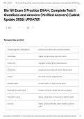 Bio 161 Exam 5 Practice EXAM&comma; Complete Test &vert;&vert; Questions and Answers &lpar;Verified Answers&rpar; &lpar;Latest Update 2026&rpar; UPDATE&excl;&excl;