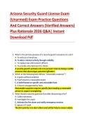 Arizona Security Guard License Exam  &lpar;Unarmed&rpar; Exam Practice Questions  And Correct Answers &lpar;Verified Answers&rpar;  Plus Rationale 2026 Q&A&vert; Instant  Download Pdf 