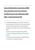 Guam Multistate Bar Examination &lpar;MBE&rpar;  Exam Questions and Correct Answers  &lpar;Verified Answers&rpar; Plus Rationales 2026  Q&A &vert; Instant Download Pdf