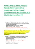 Arizona Series 7 General Securities  Representative Exam Practice  Questions And Correct Answers  &lpar;Verified Answers&rpar; Plus Rationale 2026  Q&A&vert; Instant Download Pdf 