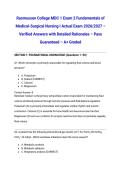 Rasmussen College MDC 1 Exam 2 Fundamentals of Medical-Surgical Nursing I Actual Exam 2026&sol;2027 &ndash; Verified Answers with Detailed Rationales &ndash; Pass Guaranteed &ndash; A&plus; Graded