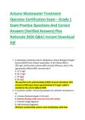 Arizona Wastewater Treatment  Operator Certification Exam &ndash; Grade 1  Exam Practice Questions And Correct  Answers &lpar;Verified Answers&rpar; Plus  Rationale 2026 Q&A&vert; Instant Download  Pdf 