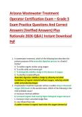 Arizona Wastewater Treatment  Operator Certification Exam &ndash; Grade 3  Exam Practice Questions And Correct  Answers &lpar;Verified Answers&rpar; Plus  Rationale 2026 Q&A&vert; Instant Download  Pdf 