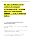 3rd class stationary steam  engineer license prep  Exam Study Guide &ndash; Practice  Questions with Answers&period;  GRADED A&plus;&period; Latest 2026&sol;2027  Update&period; 