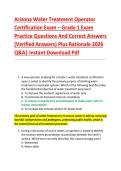 Arizona Water Treatment Operator  Certification Exam &ndash; Grade 1 Exam  Practice Questions And Correct Answers  &lpar;Verified Answers&rpar; Plus Rationale 2026  Q&A&vert; Instant Download Pdf  