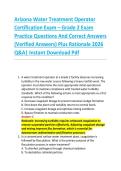 Arizona Water Treatment Operator  Certification Exam &ndash; Grade 2 Exam  Practice Questions And Correct Answers  &lpar;Verified Answers&rpar; Plus Rationale 2026  Q&A&vert; Instant Download Pdf 