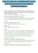 MASS PSYCHOLOGY JURISPRUDENCE FINAL TEST 2026 QUESTIONS WITH CORRECT ANSWERS GRADED A&plus;