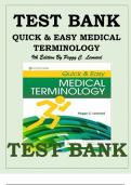 Test Bank for Quick & Easy Medical Terminology 9th Edition &ndash; Complete Questions & Answers PDF
