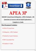 APEA 3P 2026&sol;2027 Actual Exam &lpar;Orthopedics - APEA Testbank&rpar; &ndash; 100 Questions & Answers with In-Depth Explanations &vert; Complete A&plus; Guide