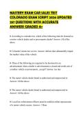 MASTERY EXAM CAR SALES TEST COLORADO EXAM SCRIPT 2026 UPDATED 257 QUESTIONS WITH ACCURATE ANSWERS GRADED A&plus;