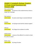 USABO Campbells Biology Chapters 1-5 Exam Actual Questions and Answers 2026&period;docx
