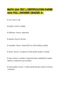 MATH 3339 TEST 2 CERTIFICATION PAPER 2026 FULL ANSWERS GRADED A&plus;