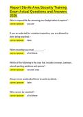 Airport Sterile Area Security Training Exam Actual Questions and Answers 2026&period;docx