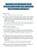 MICHIGAN LIFE INSURANCE STATE ACTUAL EXAM PAPER 2026 QUESTIONS WITH ANSWERS GRADED A&plus;