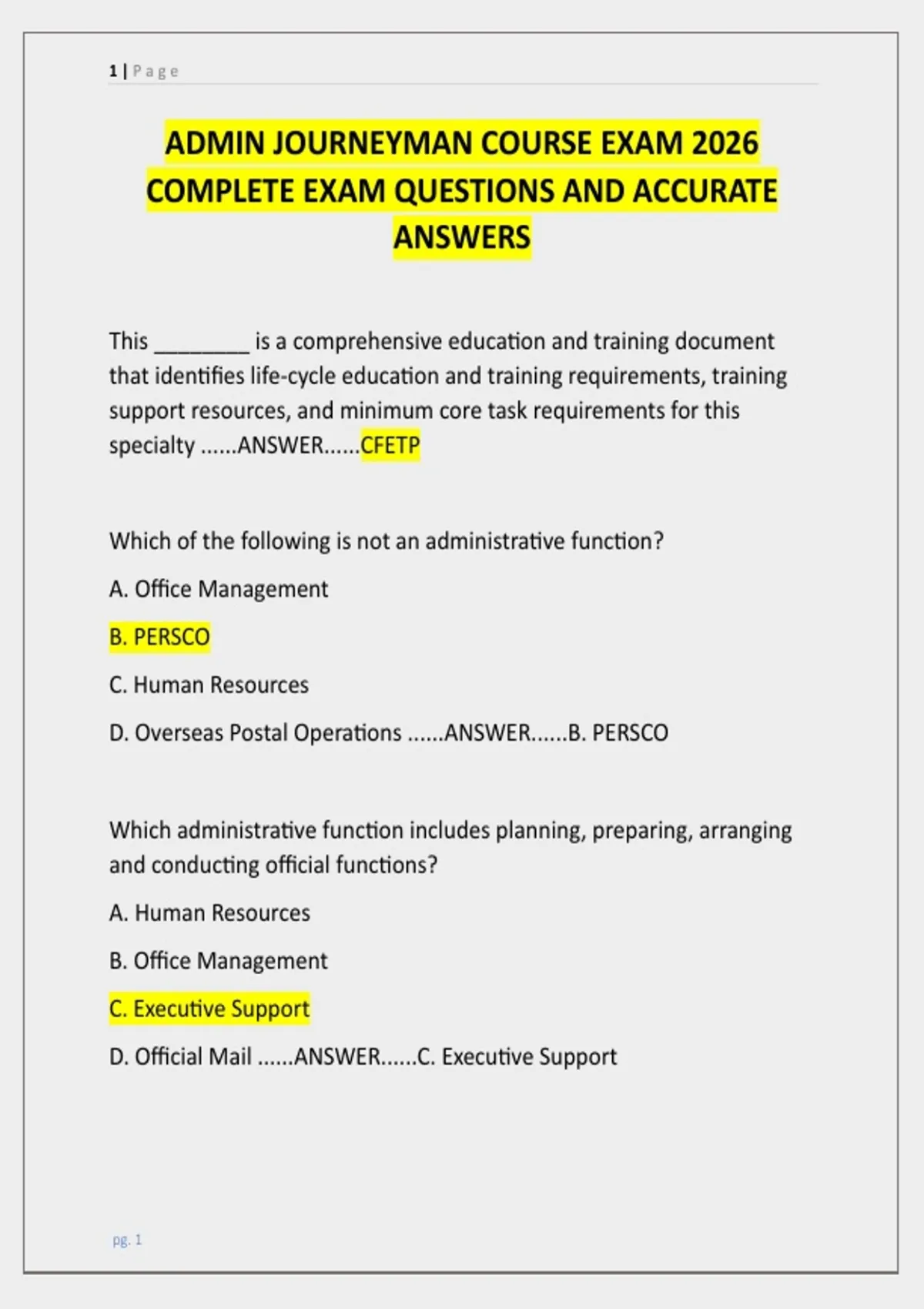 ADMIN JOURNEYMAN COURSE EXAM 2026 COMPLETE EXAM QUESTIONS AND ACCURATE ...