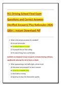 911 Driving School Final Exam  Questions and Correct Answers  &lpar;Verified Answers&rpar; Plus Rationales 2026  Q&A &vert; Instant Download Pdf