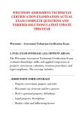WISCONSIN ASSESSMENT TECHNICIAN  CERTIFICATION EXAMINATION ACTUAL  EXAM COMPLETE QUESTIONS AND  VERIFIED SOLUTIONS LATEST UPDATE  THIS YEAR