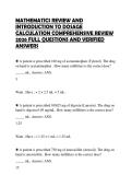 MATHEMATICS REVIEW AND INTRODUCTION TO DOSAGE CALCULATION COMPREHENSIVE REVIEW 2026 FULL QUESTIONS AND VERIFIED ANSWERS
