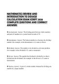 MATHEMATICS REVIEW AND INTRODUCTION TO DOSAGE CALCULATION EXAM SCRIPT 2026 COMPLETE QUESTIONS AND CORRECT ANSWERS
