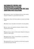 MATHEMATICS REVIEW AND INTRODUCTION TO DOSAGE CALCULATION EXAMINATION TEST 2026 QUESTIONS WITH SOLUTIONS