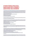DYSRHYTHMIAS PRACTICE QUESTIONS WITH CORRECT QUESTIONS AND ANSWERS