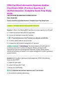 CISA Certified Information Systems Auditor Final Exam 2026 &vert; Practice Questions & Verified Answers &vert; Complete Exam Prep Study Guide