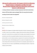 Advanced Cardiovascular Life Support &lpar;ACLS&rpar; Certification  Exam Version 3&ndash; Emergency Cardiac Care and  Resuscitation Updated and Latest Questions and Correct  Answers with Rationale 