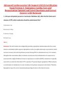 Advanced Cardiovascular Life Support &lpar;ACLS&rpar; Certification  Exam Version 2&ndash; Emergency Cardiac Care and  Resuscitation Updated and Latest Questions and Correct  Answers with Rationale